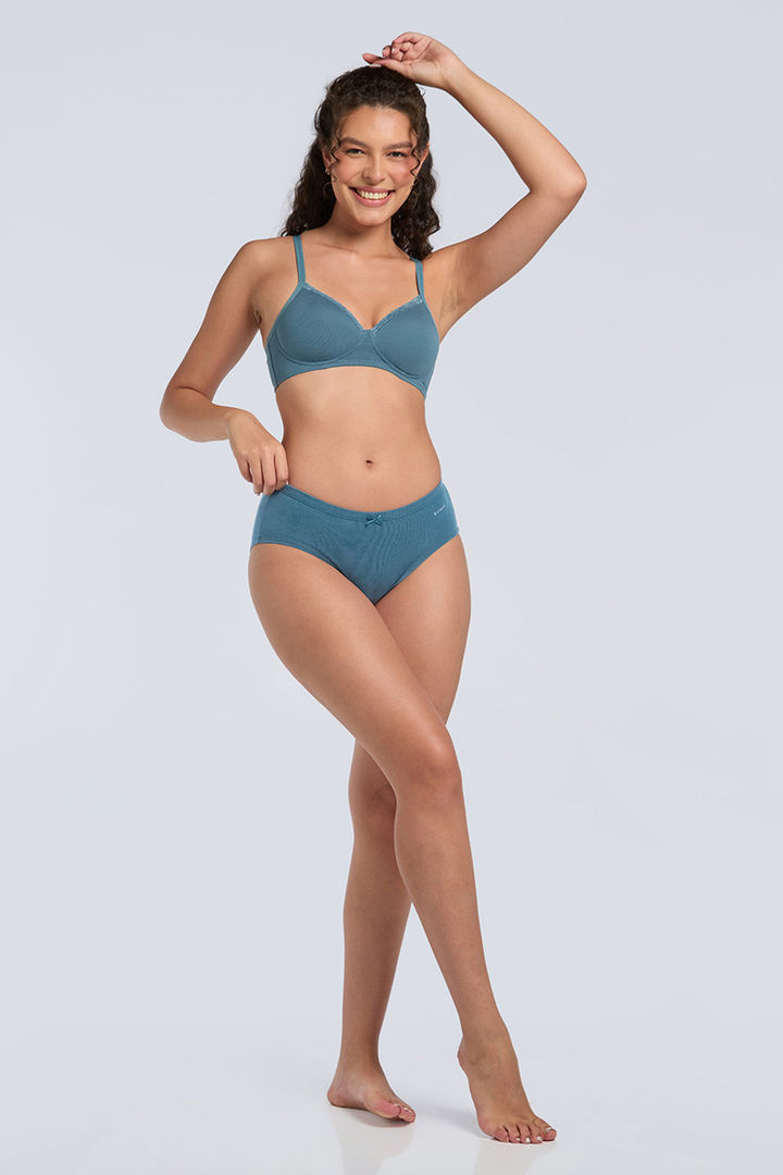 Amante Cotton Casuals Padded Non-Wired Solid T-Shirt Bra - Aegean Blue — image 5
